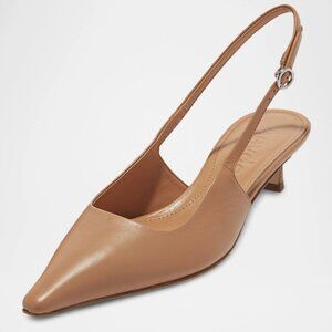 Aeyde Catrina Leather Kitten-Heel Slingback Pumps NWT